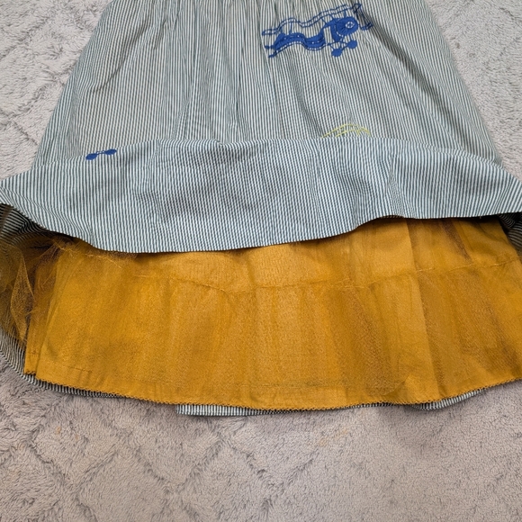 Moulinette Soeurs Dress Womens 10 Blue Stripe Airplane Embroidered Festival Fair - Picture 8 of 11